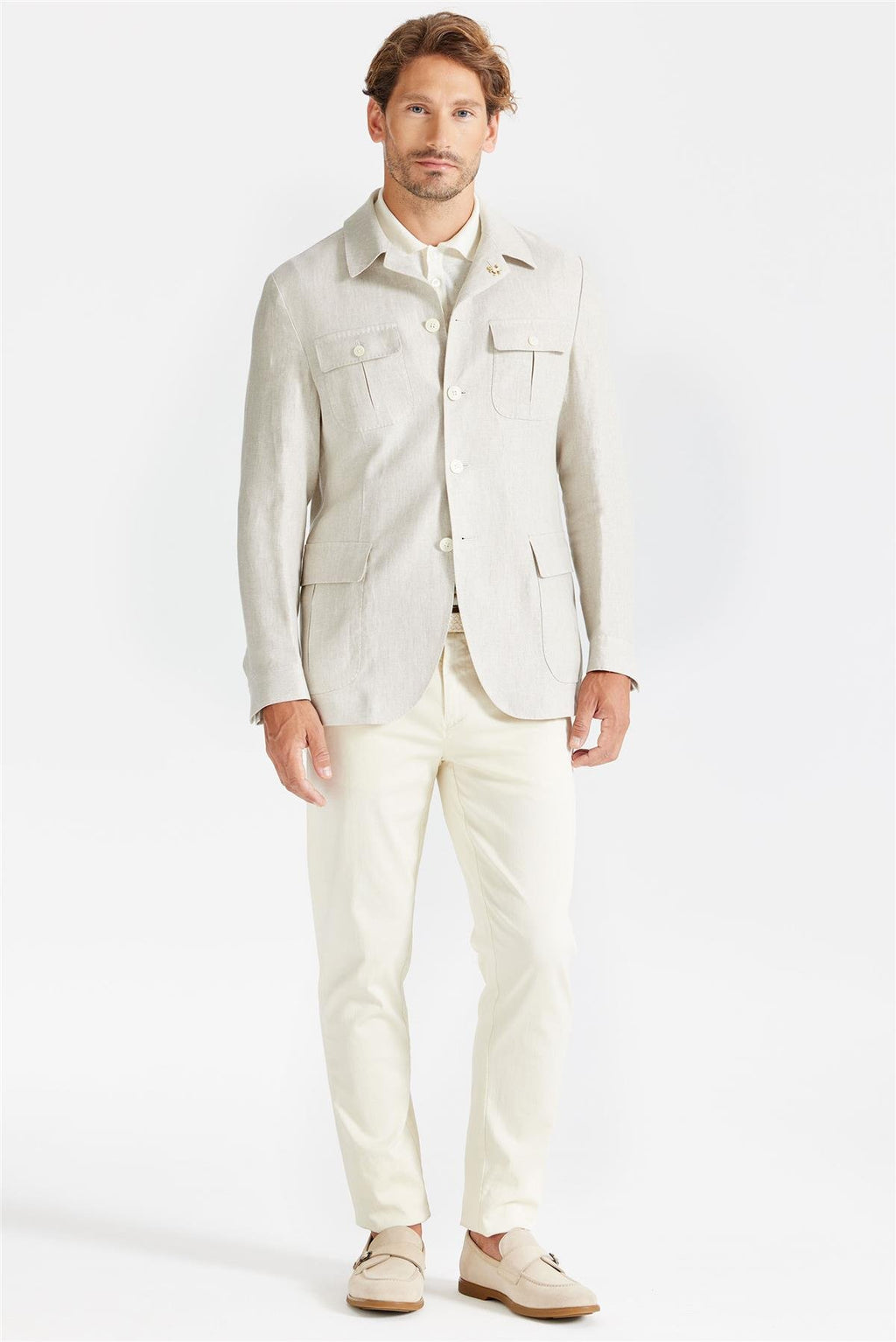 Bej Keten Safari Ceket - Image 2