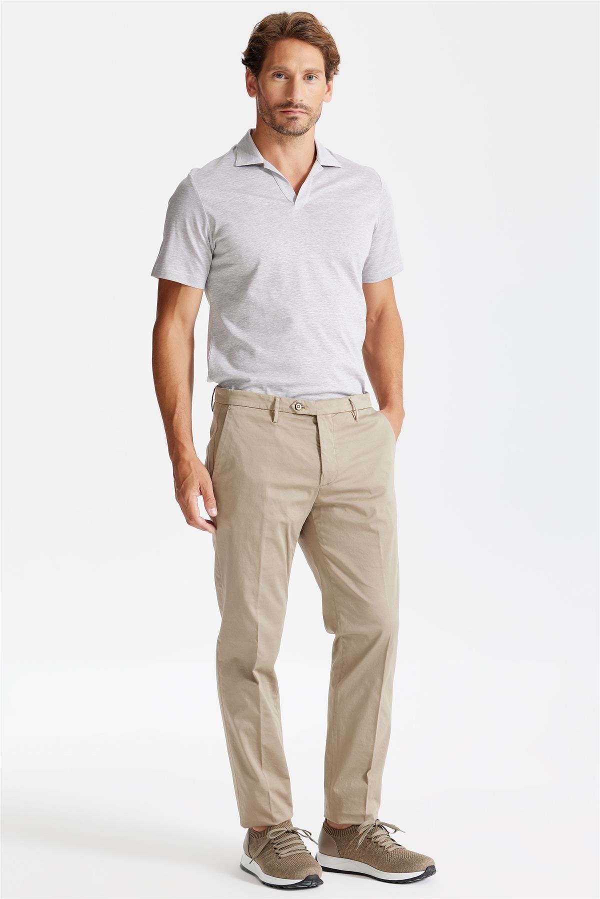 Bej Pamuk Chino Pantolon