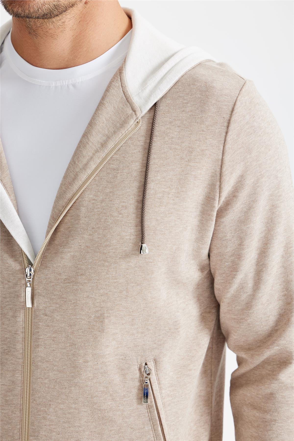 Bej Pamuk Kapüşonlu Eşofman Takımı - Image 5