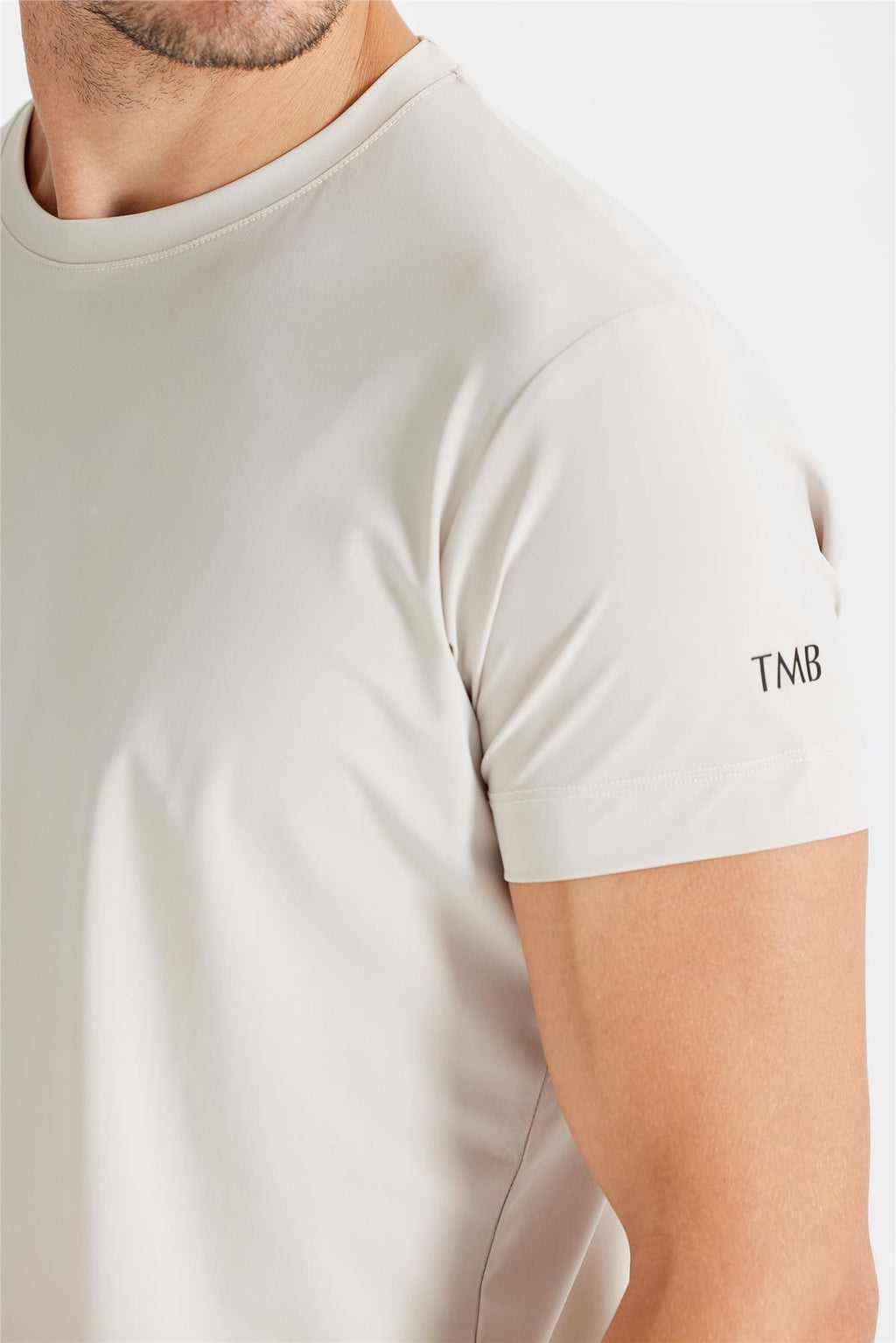 Bej Sıfır Yaka Teknik T-Shirt - 5