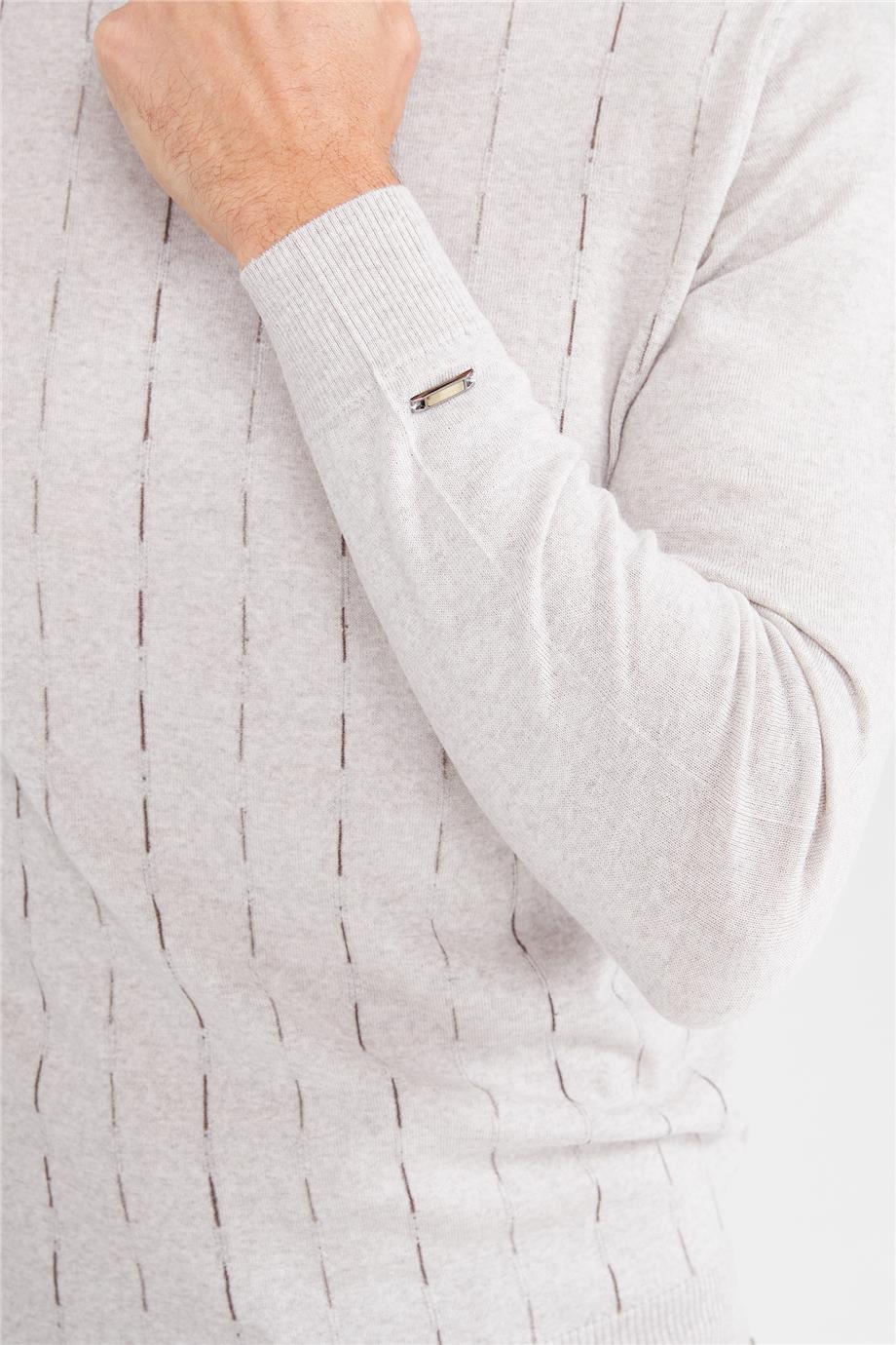 Bej Sıfır Yaka Yün Triko - Image 4