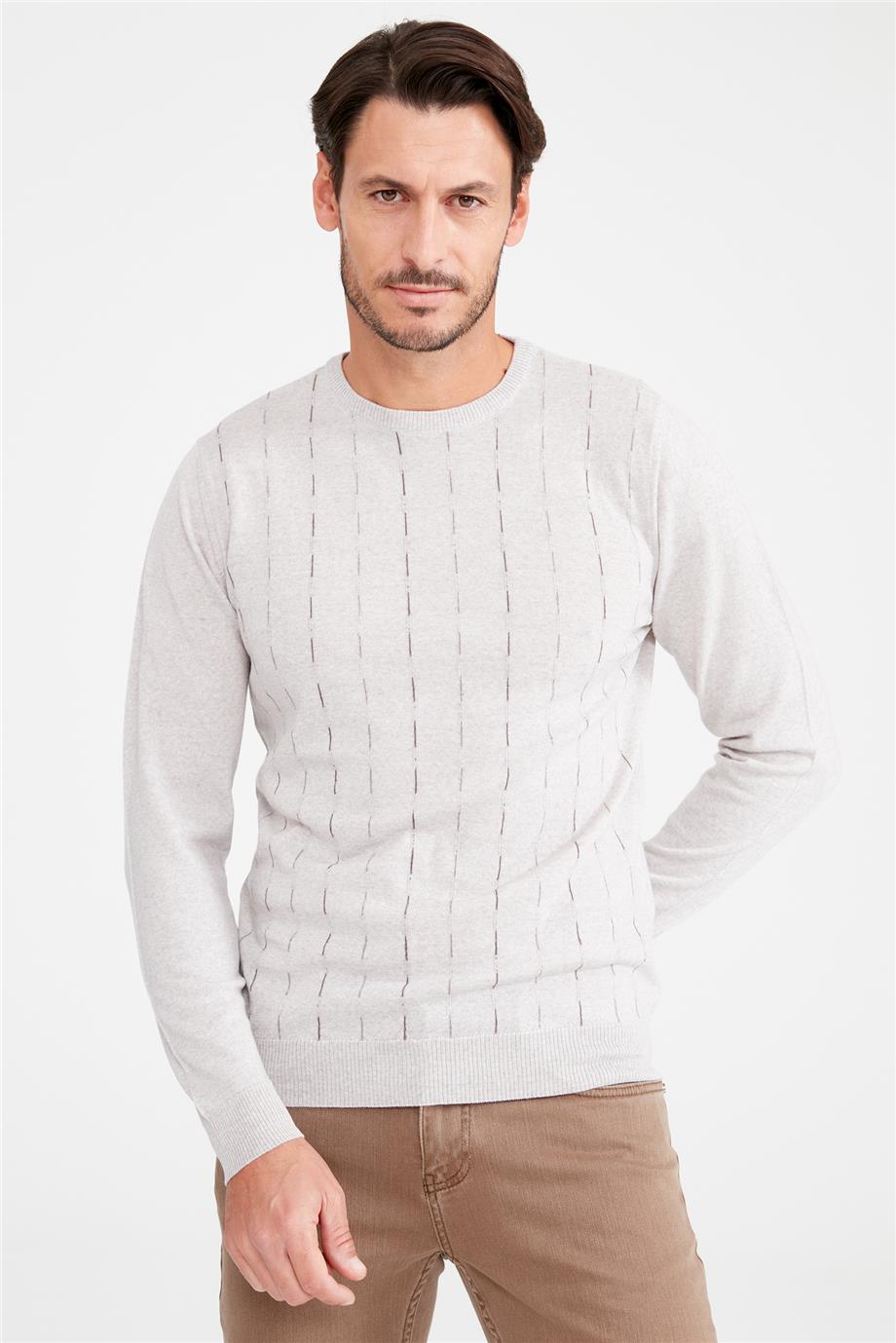 Bej Sıfır Yaka Yün Triko - Image 3