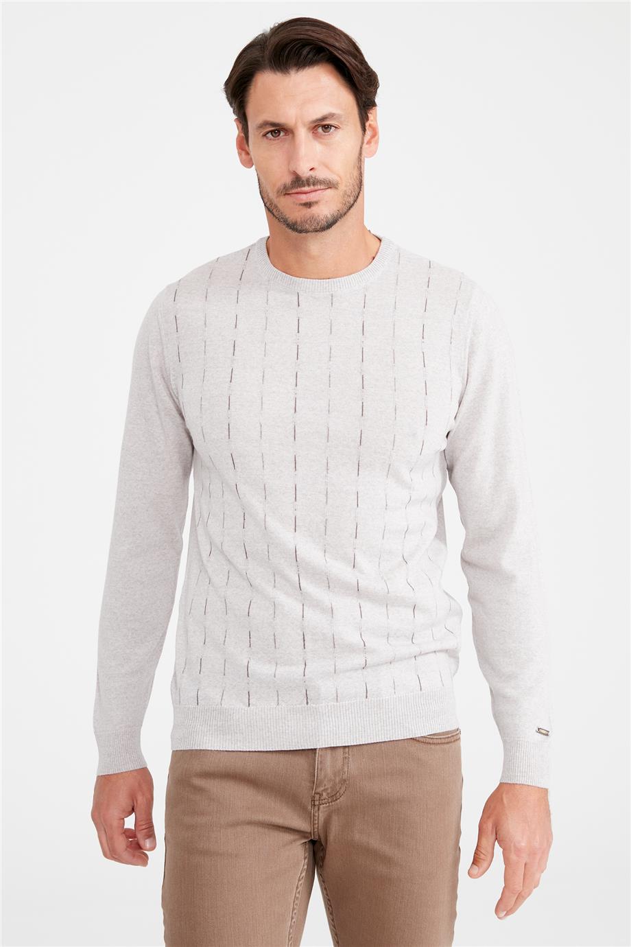 Bej Sıfır Yaka Yün Triko - Image 1