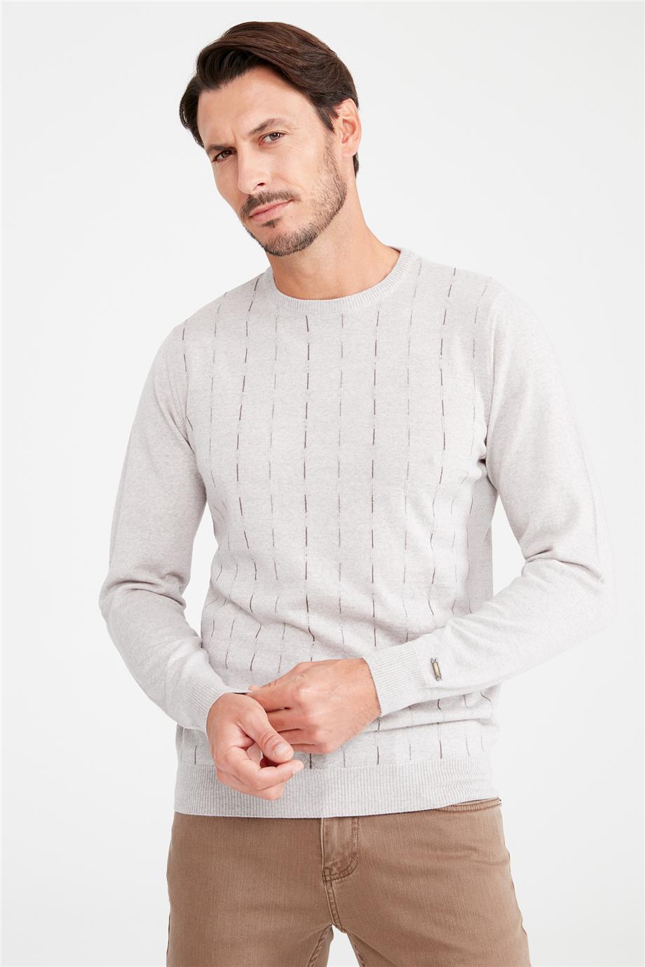 Bej Sıfır Yaka Yün Triko - Image 2