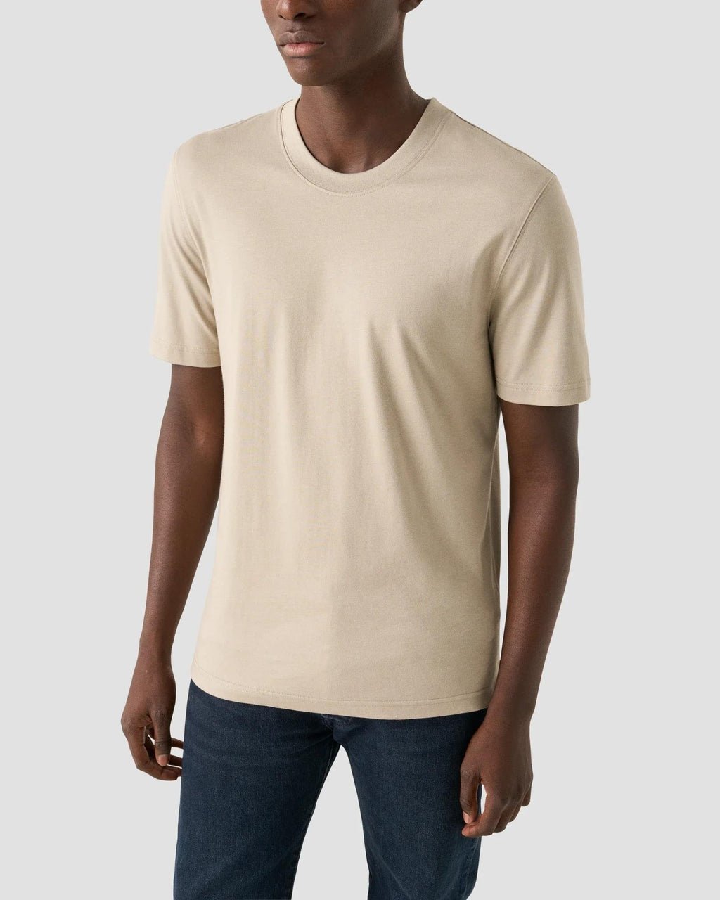 Bej Supima Pamuk T-Shirt - Image 2