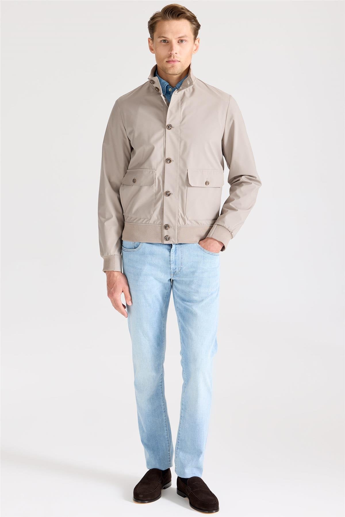 Bej Teknik Bomber Yağmurluk - Image 5