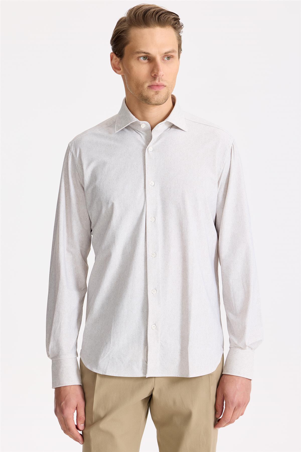 Bej Teknik Kumaş Gömlek - Image 2