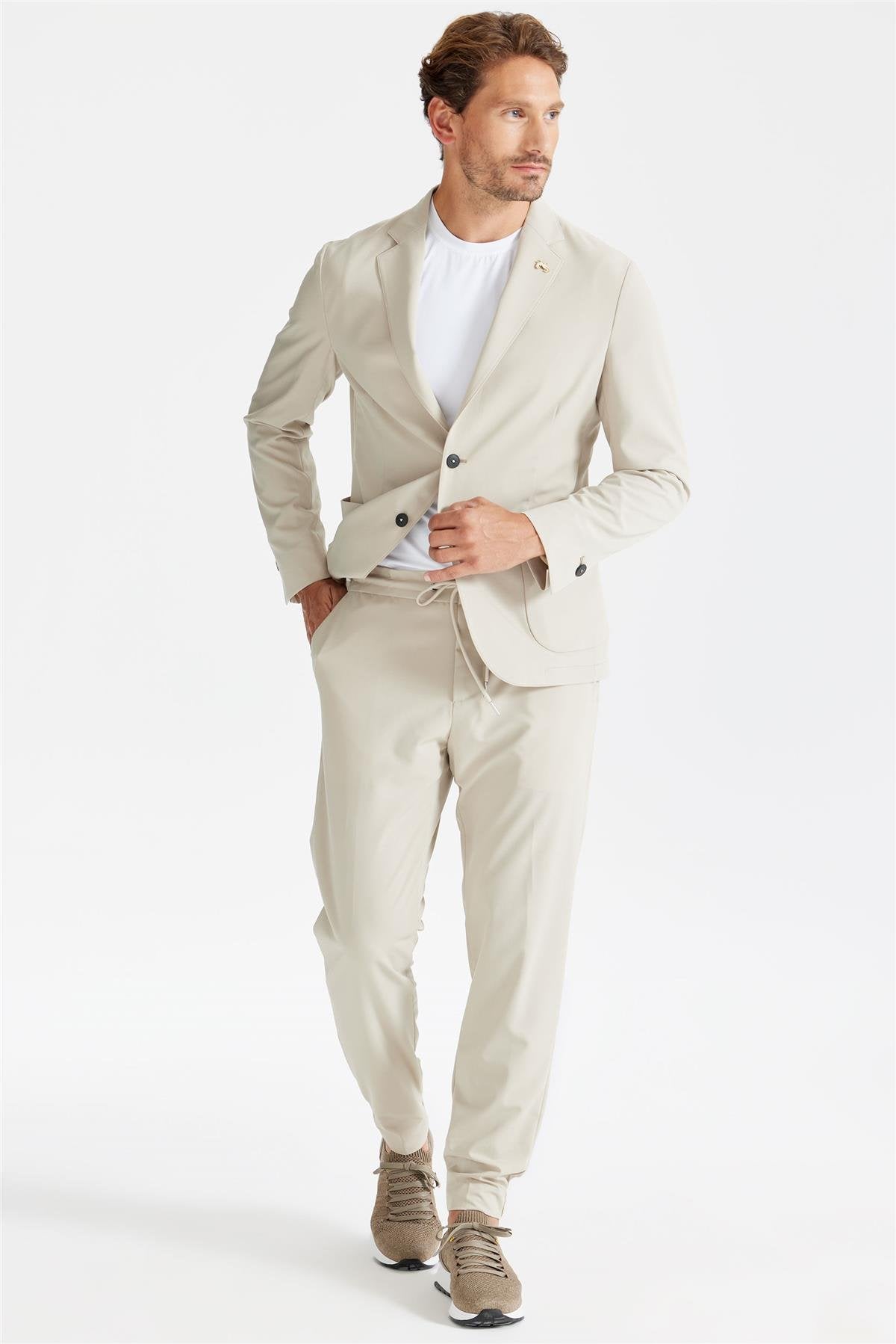 Bej Teknik Takım Elbise - Image 1