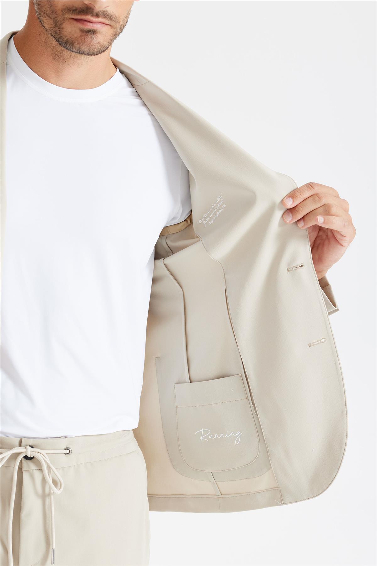 Bej Teknik Takım Elbise - Image 4