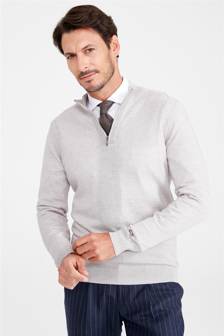 Bej Trio Yaka Yün Triko - Image 3