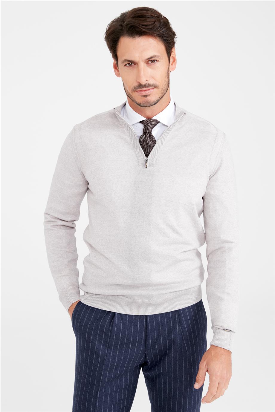 Bej Trio Yaka Yün Triko - Image 1