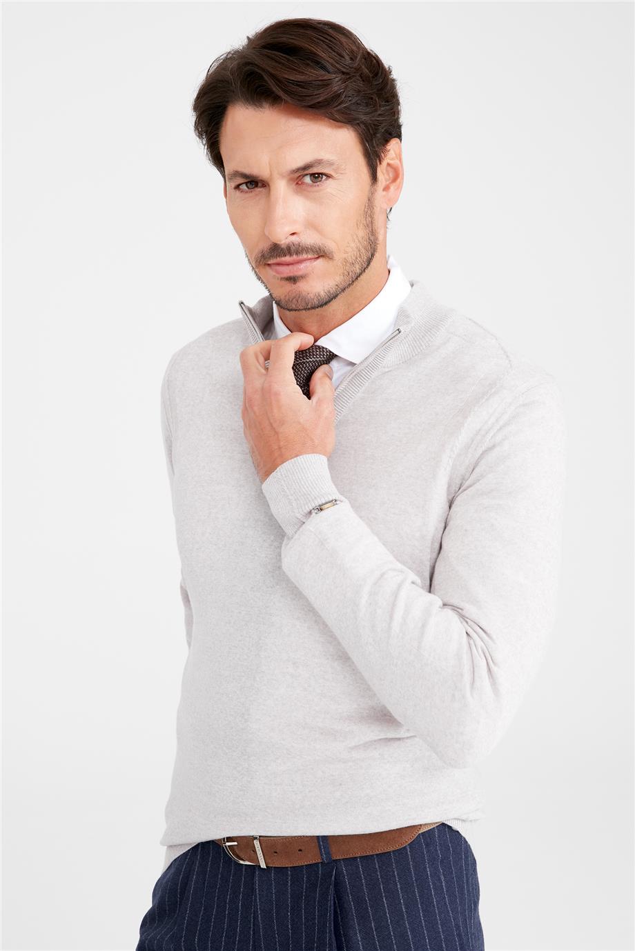 Bej Trio Yaka Yün Triko - Image 4