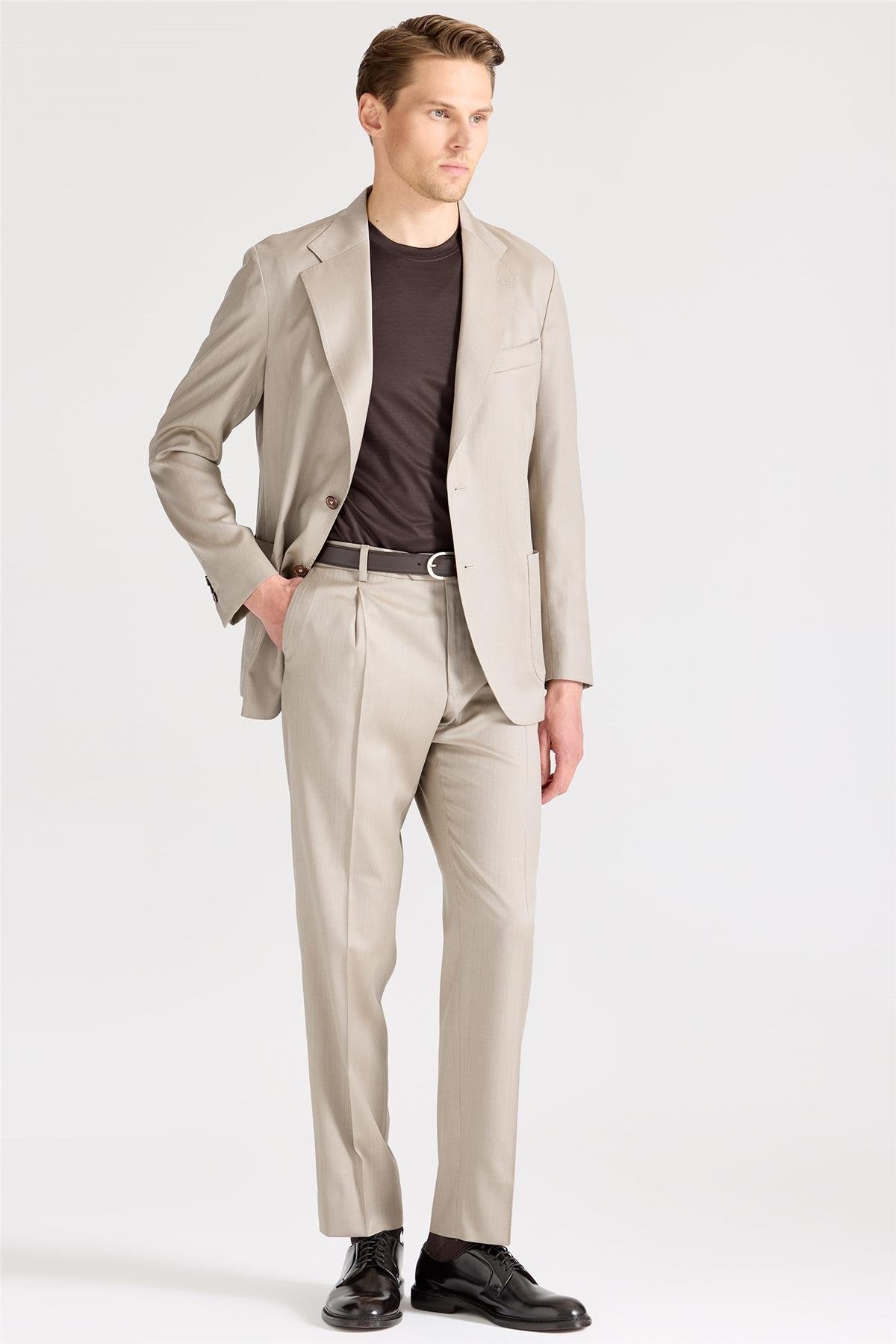 Bej Yün İpek Takım Elbise - Image 4