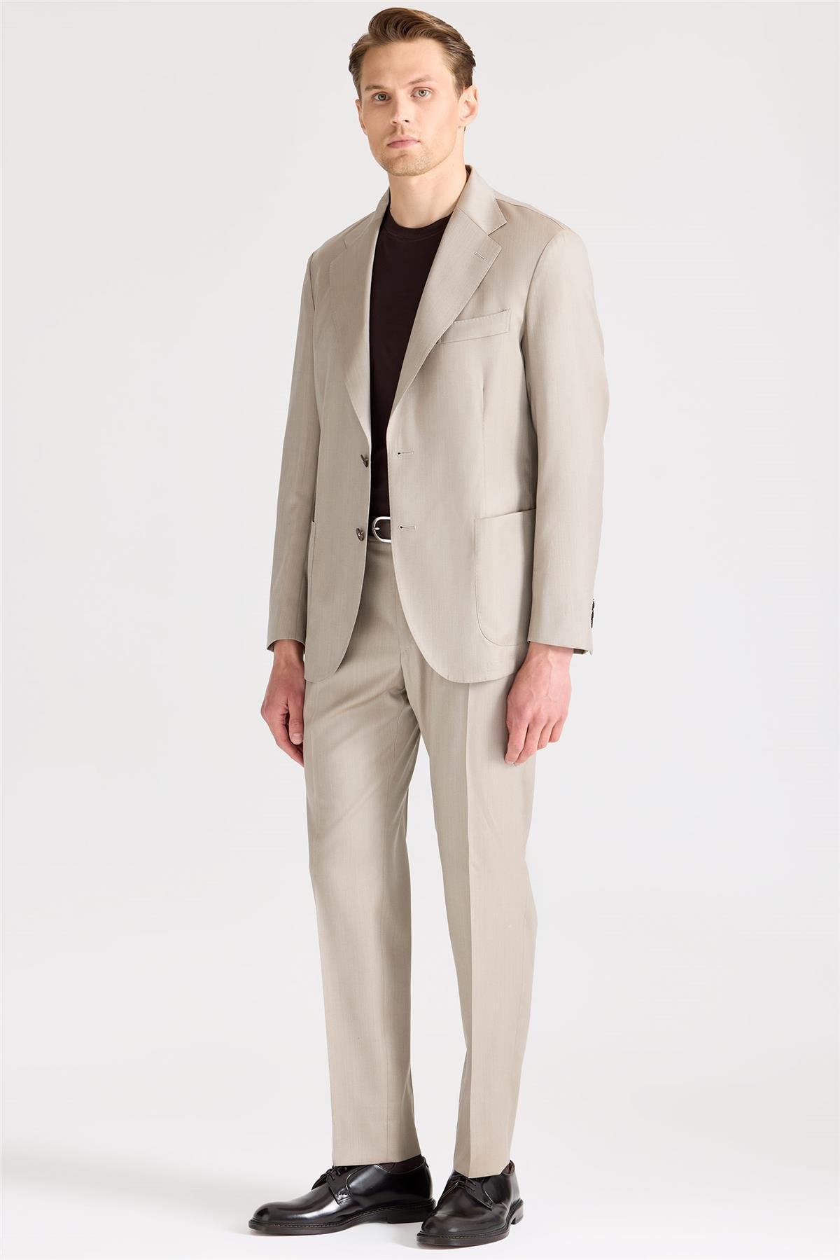 Bej Yün İpek Takım Elbise - Image 2