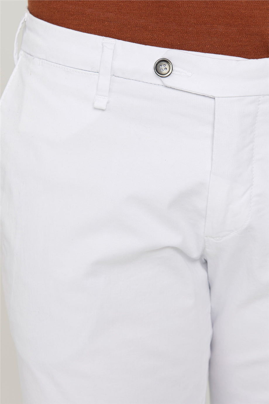 Beyaz Chino Pamuk Erkek Pantolon - 5