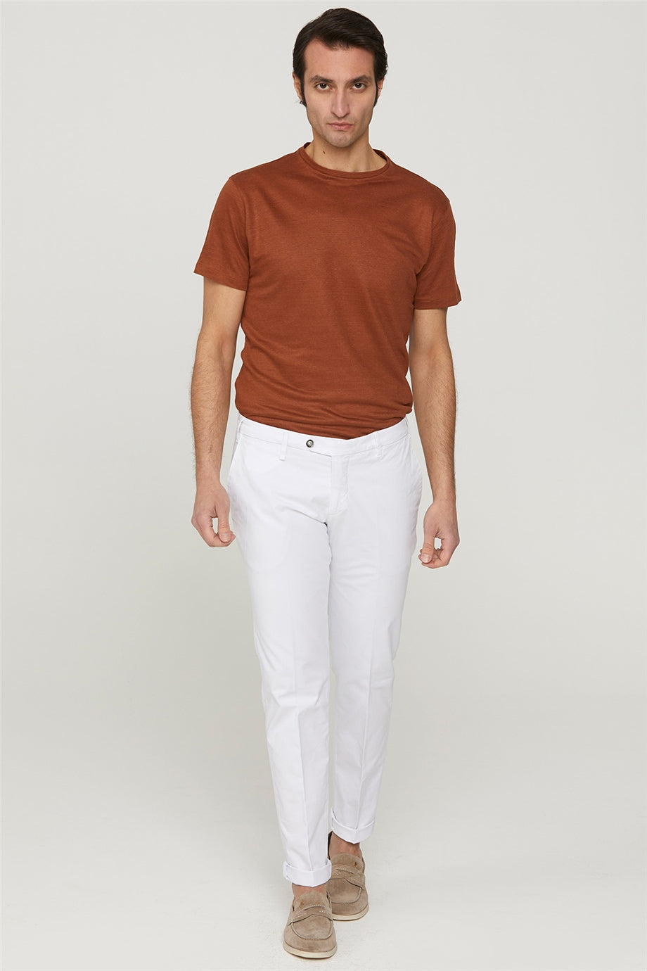 Beyaz Chino Pamuk Erkek Pantolon - 3