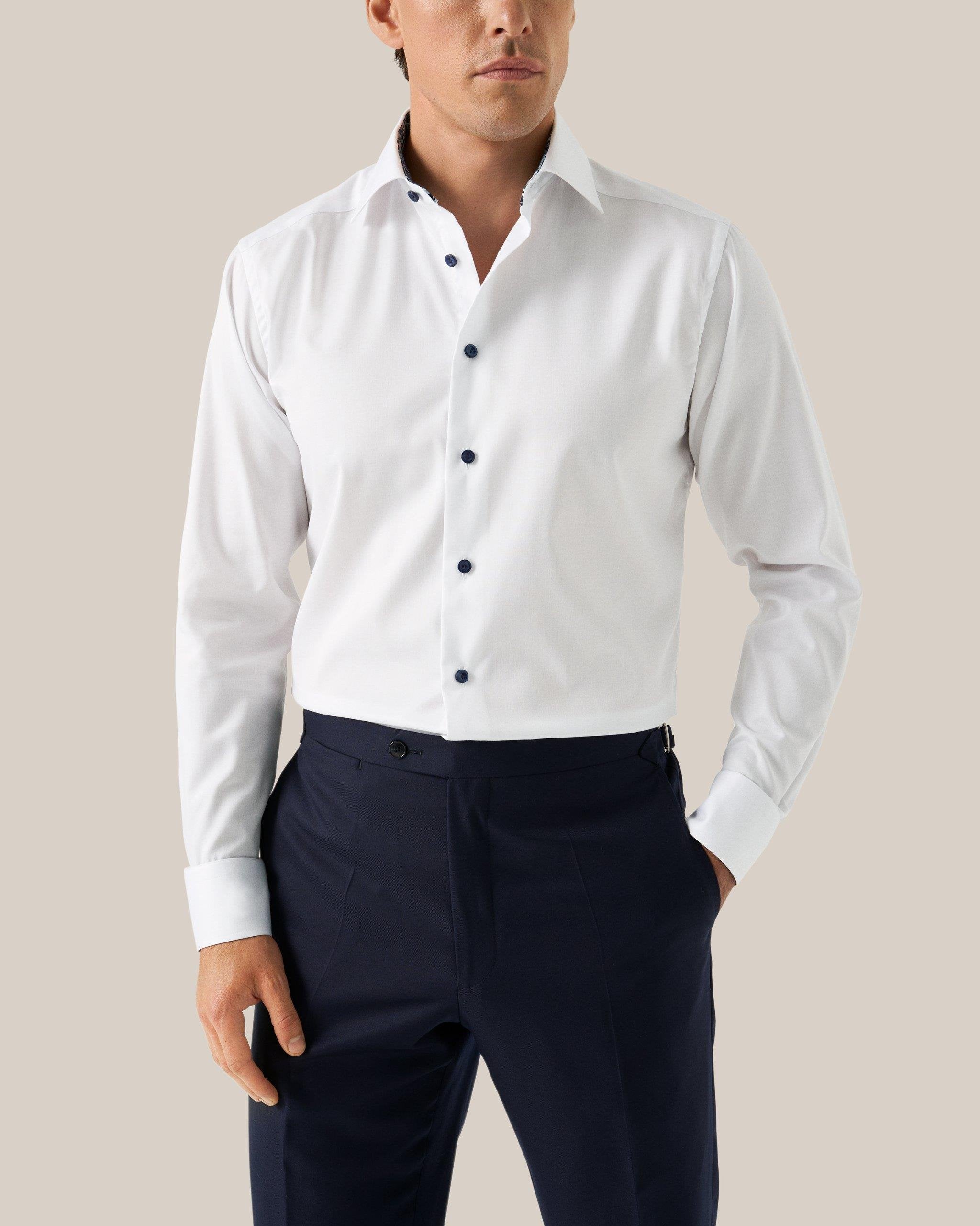 Beyaz Çiçek Desenli Pamuk Gömlek - Image 3