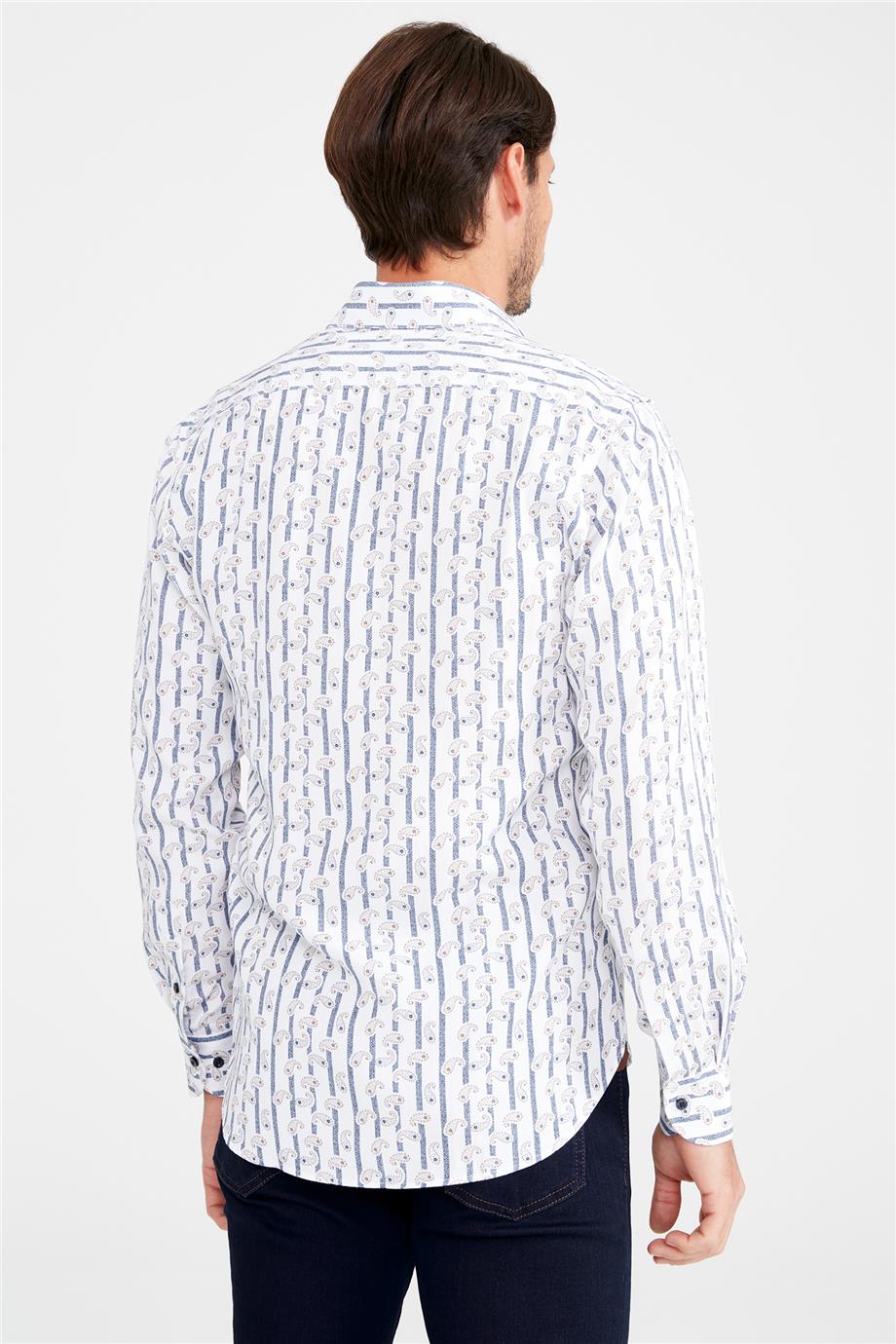 Beyaz Desenli Pamuk Gömlek - Image 4