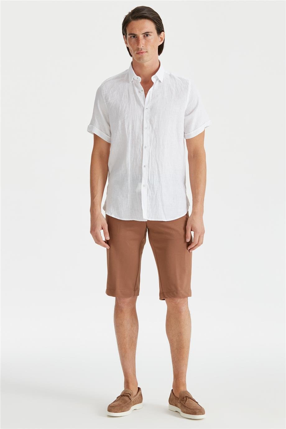 Beyaz Erkek Keten Gömlek - Image 2