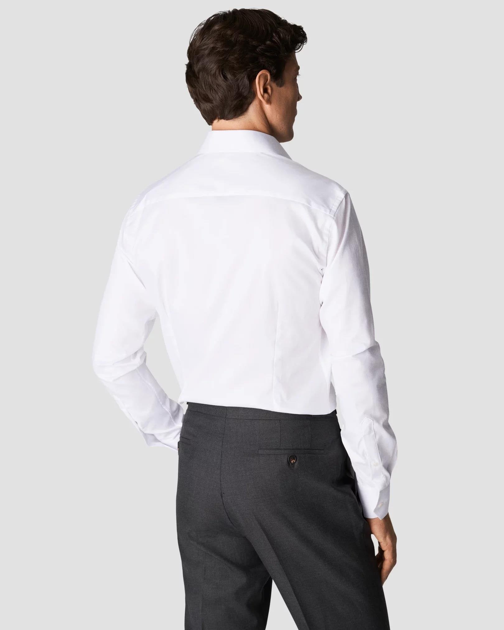 Beyaz Esnek Pamuk Twill Gömlek - Image 4