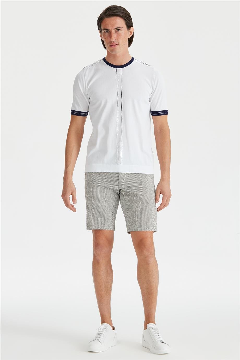 Beyaz Kısa Kollu Pamuk Triko - Image 2