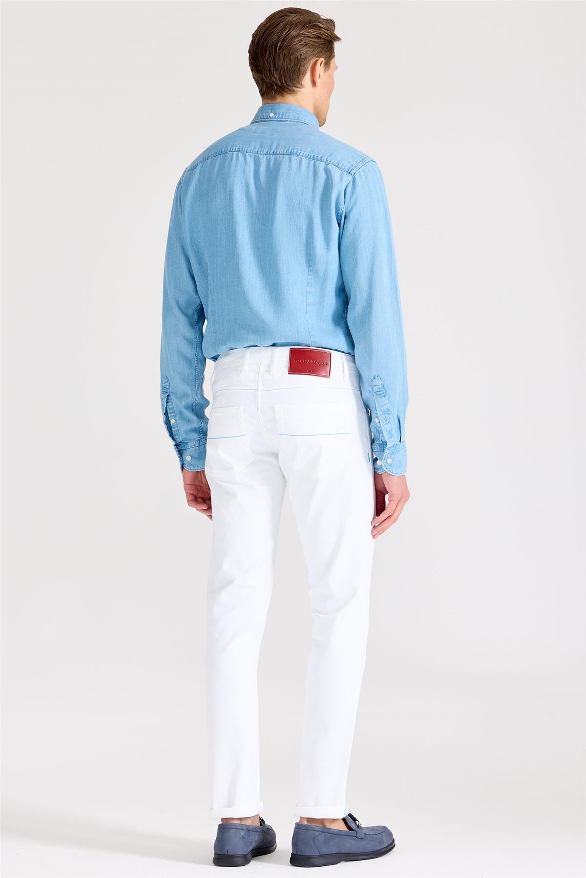 Beyaz Murano Pamuk Denim Pantolon - 8