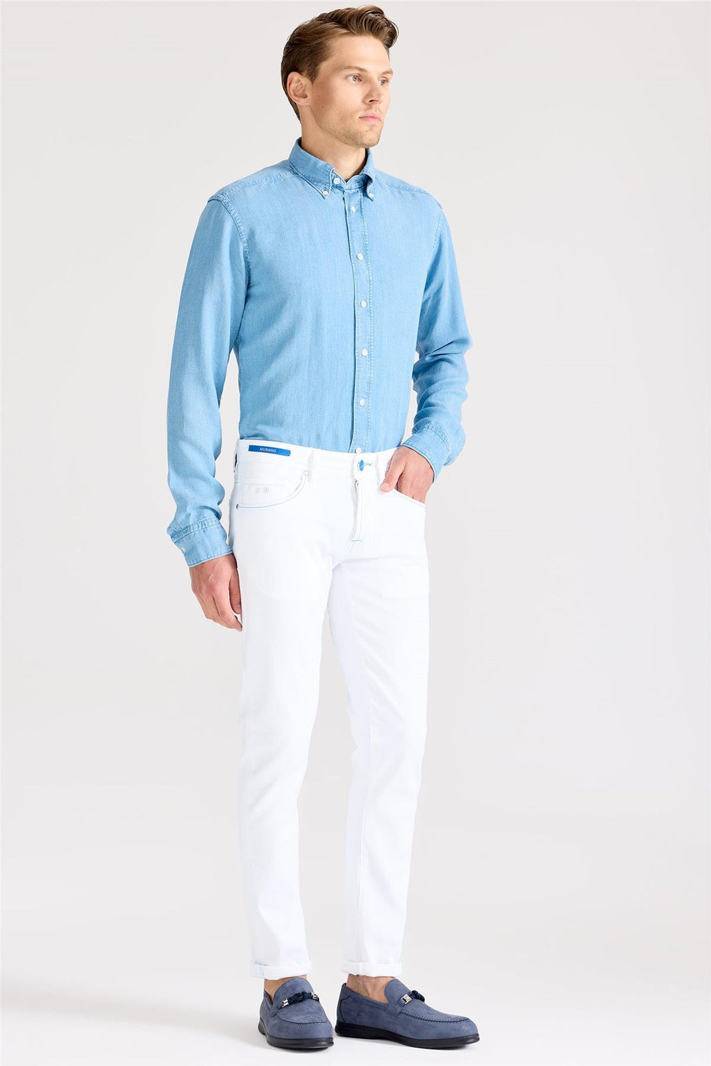 Beyaz Murano Pamuk Denim Pantolon - Image 3