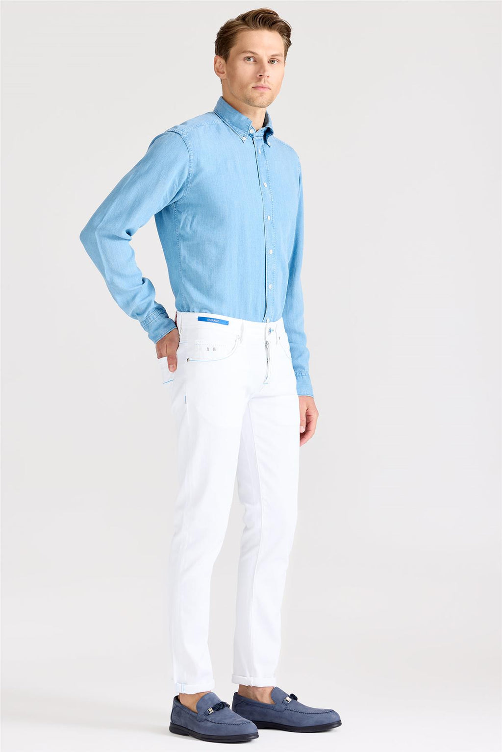 Beyaz Murano Pamuk Denim Pantolon - 6