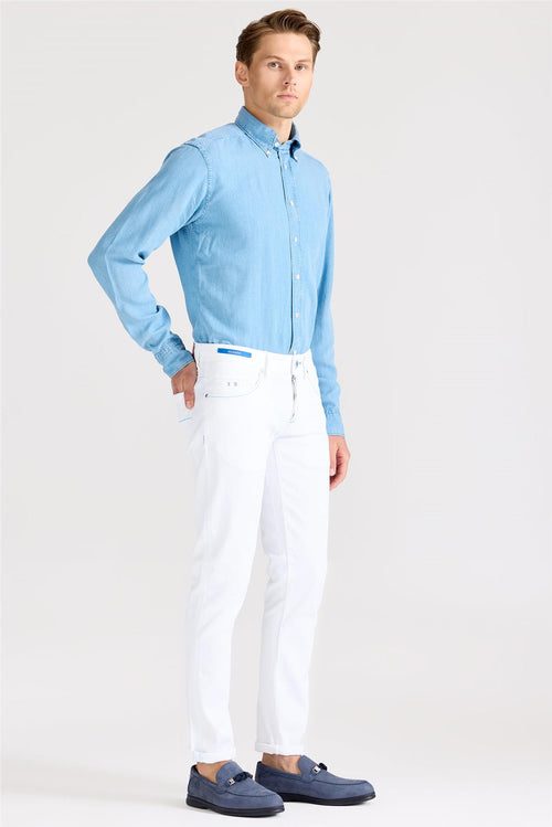 Beyaz Murano Pamuk Denim Pantolon - 6