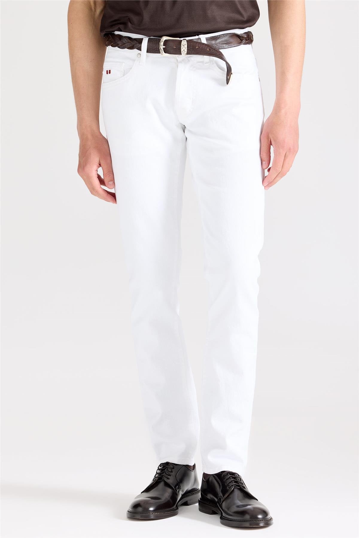 Beyaz Pamuk Denim Pantolon - Image 2