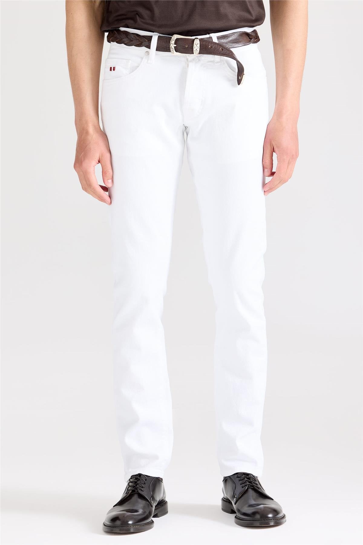 Beyaz Pamuk Denim Pantolon - Image 1