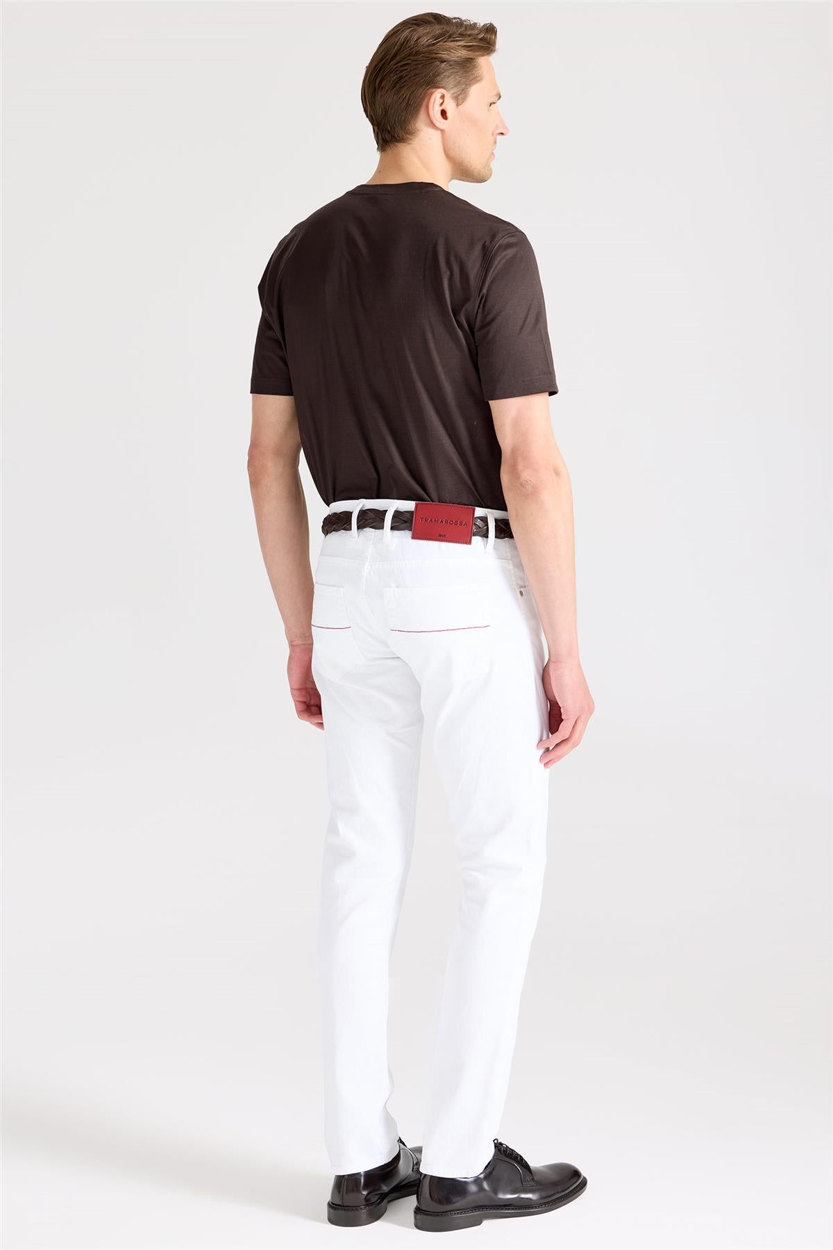 Beyaz Pamuk Denim Pantolon - 7