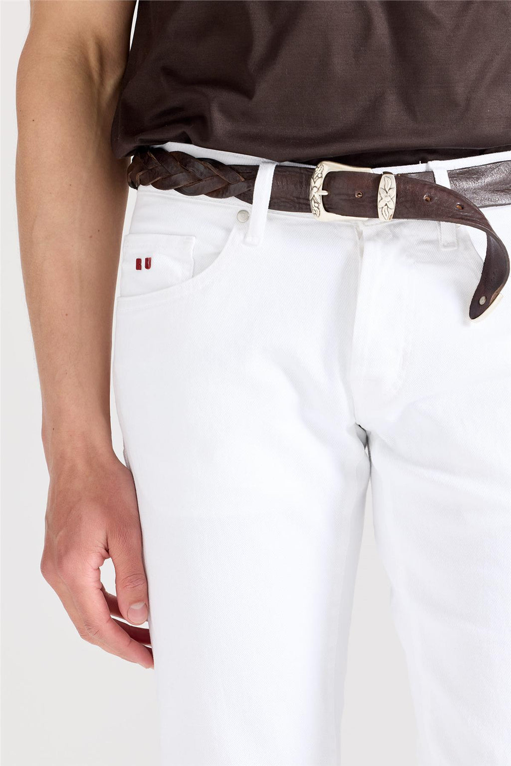 Beyaz Pamuk Denim Pantolon - Image 5