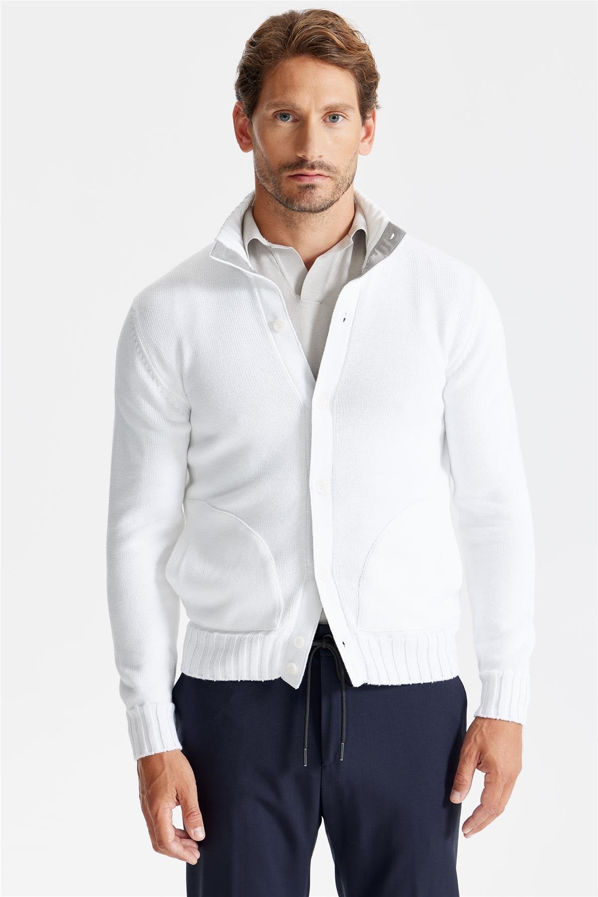 Beyaz Pamuk Hırka - Image 3