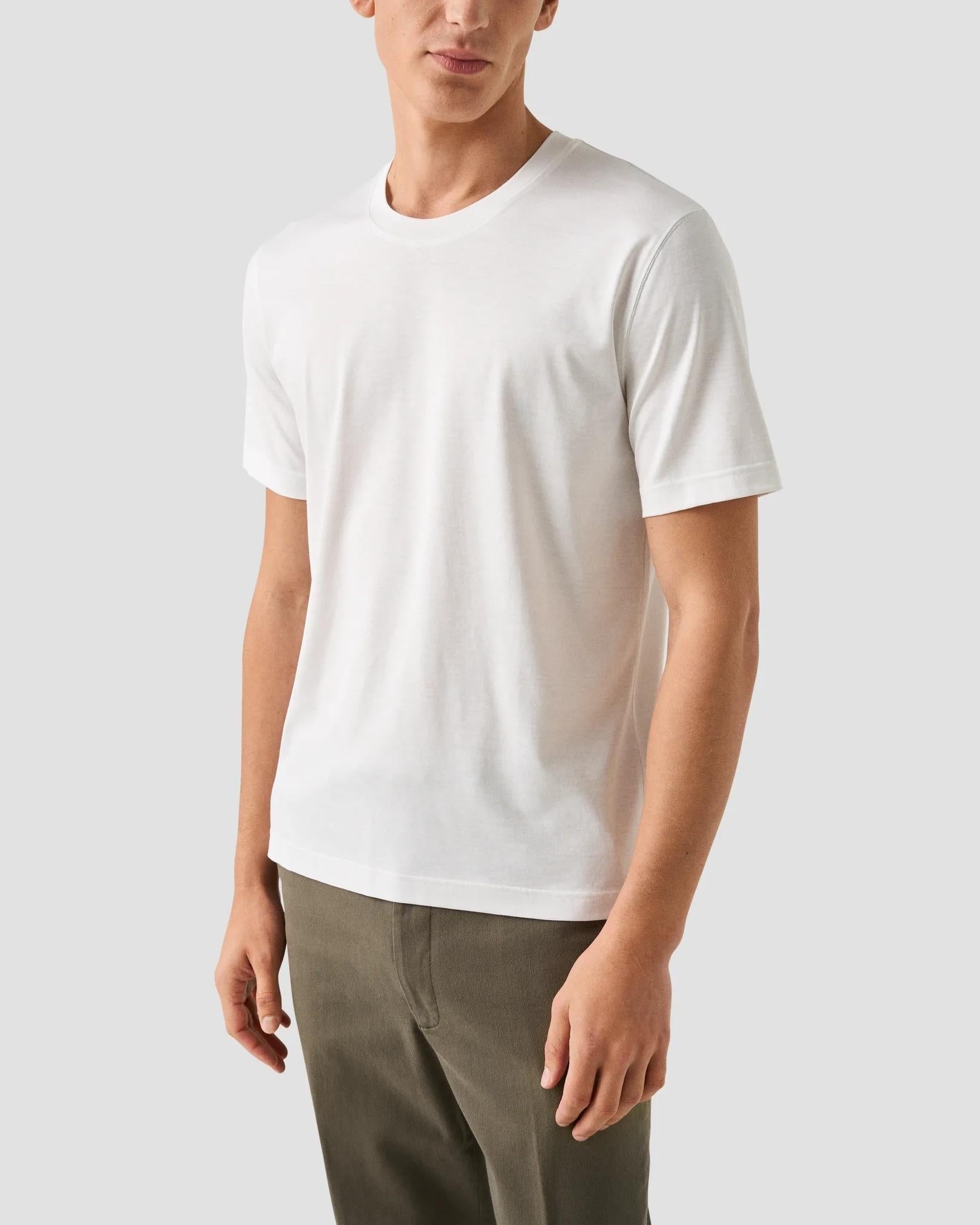 Beyaz Pamuk İpek T-Shirt - 1