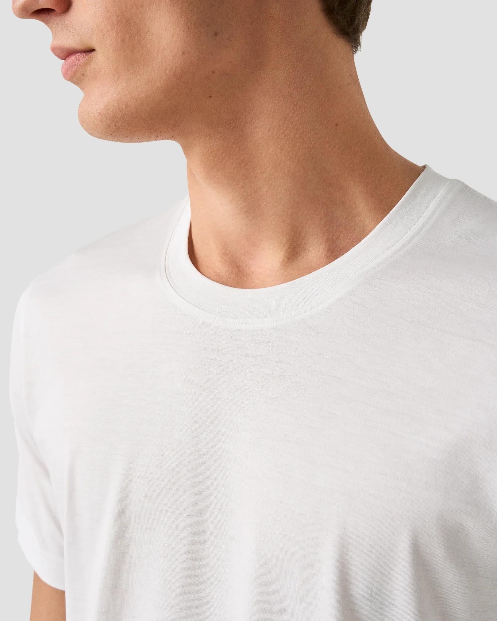 Beyaz Pamuk İpek T-Shirt - 8