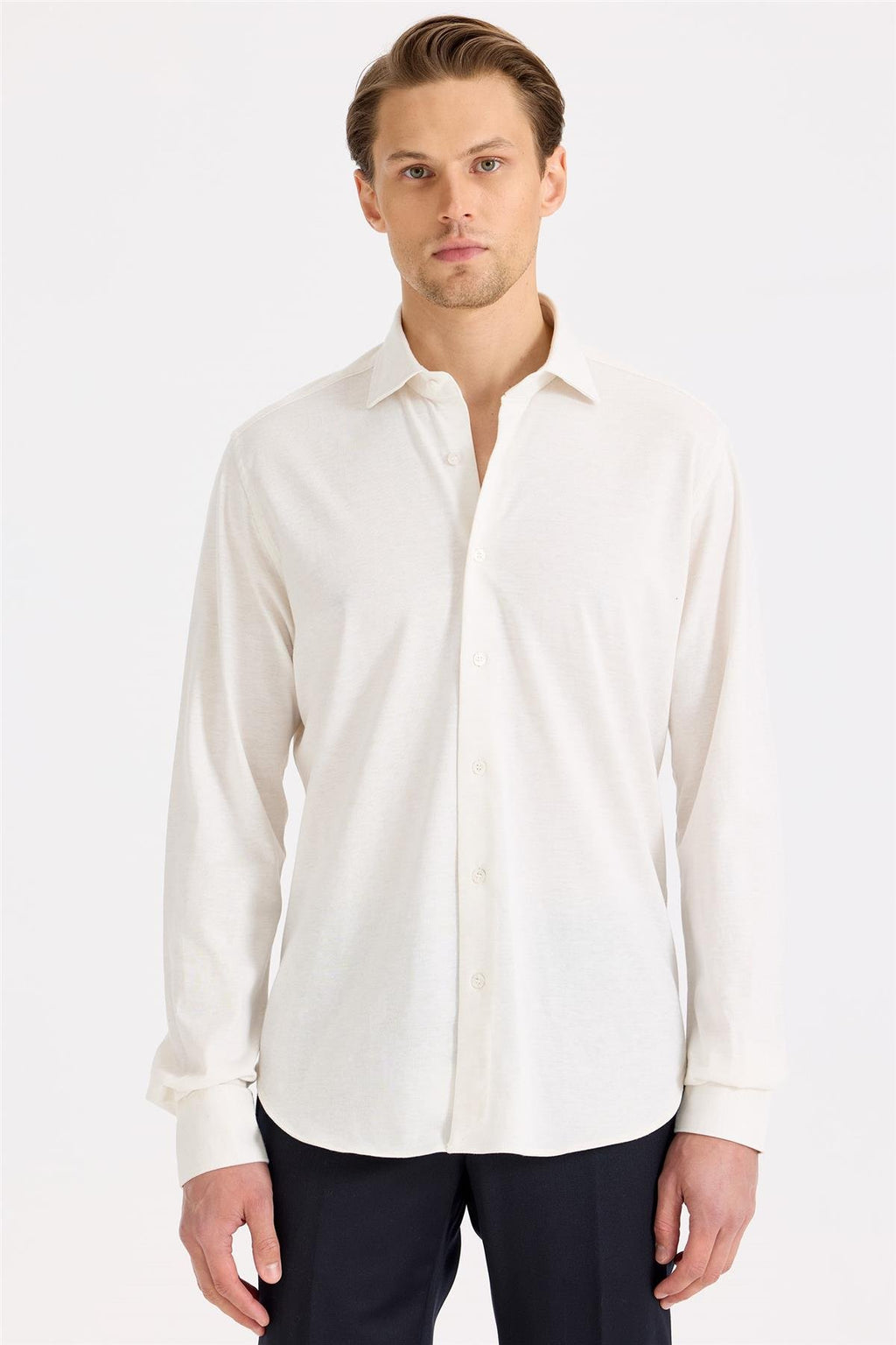 Beyaz Pamuk Kaşmir Gömlek - Image 1