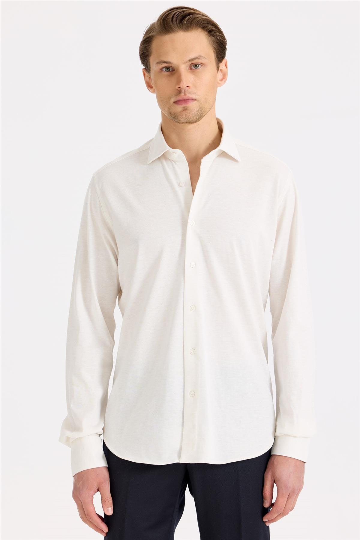 Beyaz Pamuk Kaşmir Gömlek - Image 1