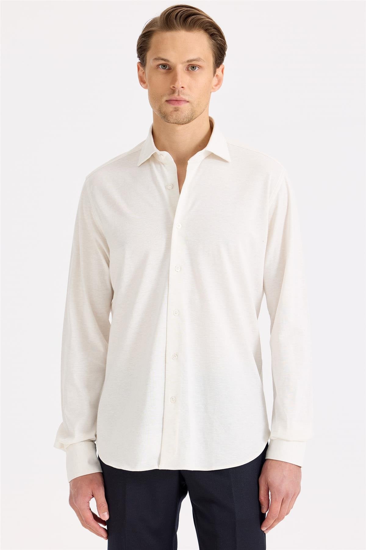 Beyaz Pamuk Kaşmir Gömlek - Image 2