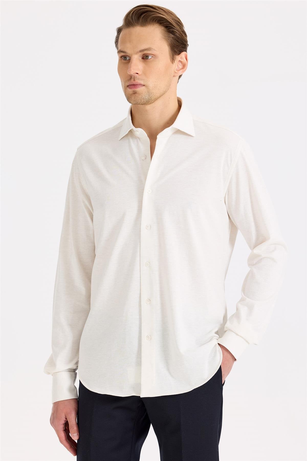 Beyaz Pamuk Kaşmir Gömlek - Image 4