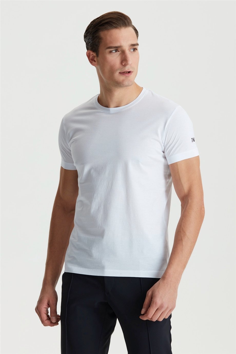 Beyaz Pamuk Saten T-Shirt - Image 2