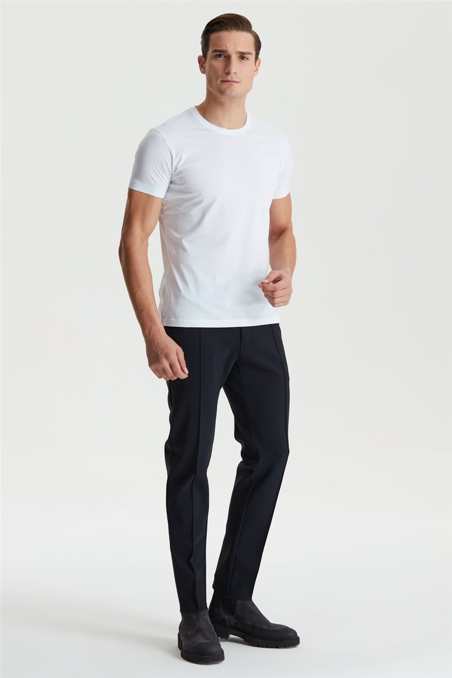 Beyaz Pamuk Saten T-Shirt - Image 3