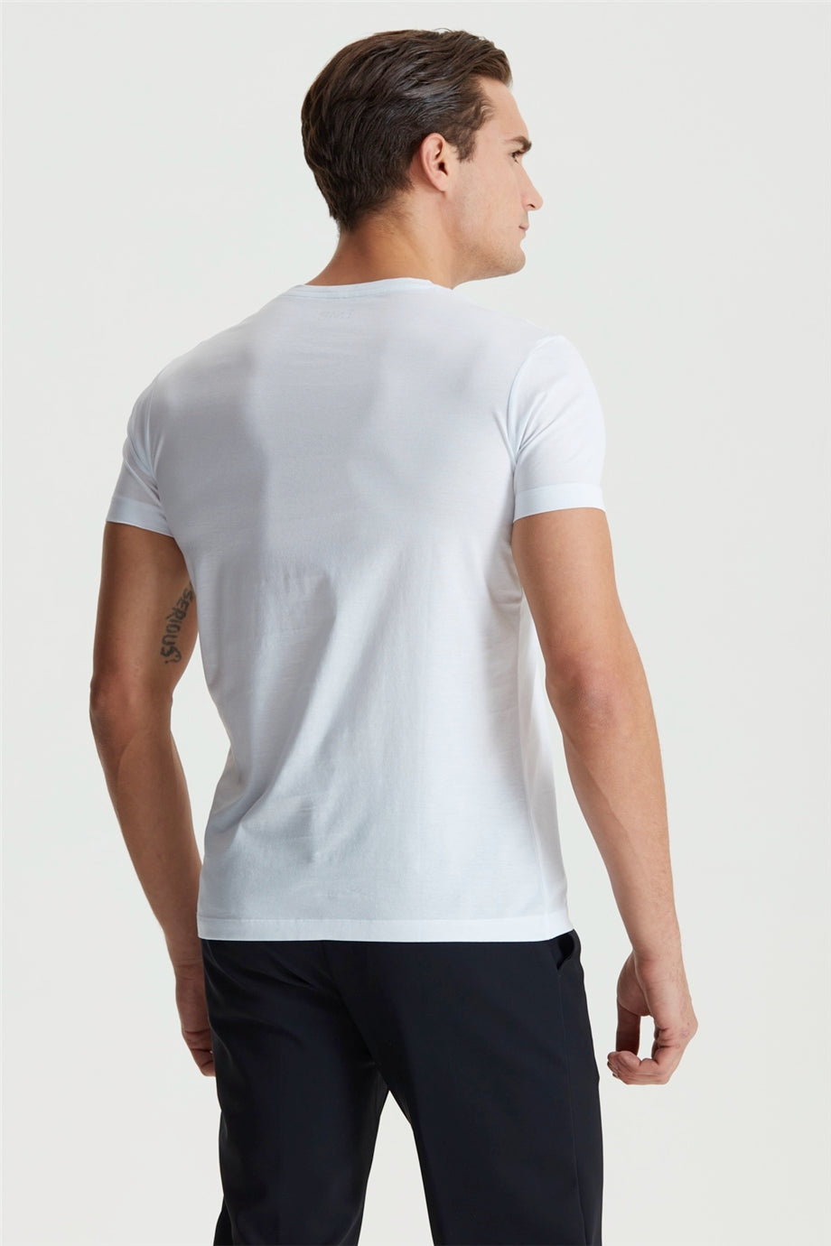 Beyaz Pamuk Saten T-Shirt - 9