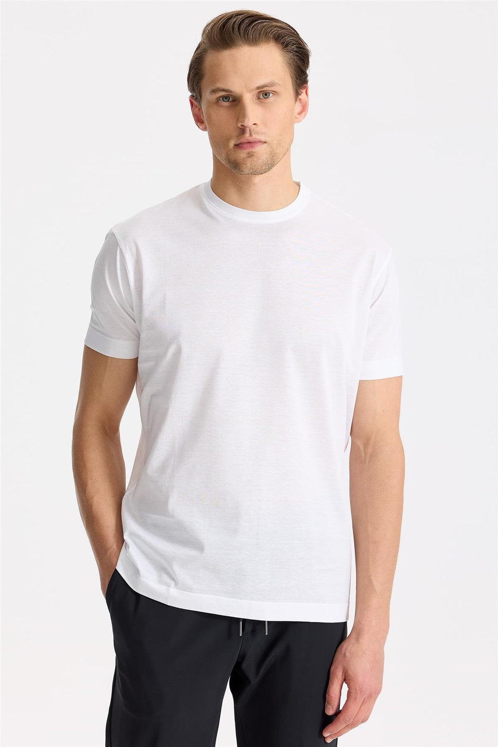 Beyaz Pamuk T-Shirt - Image 2