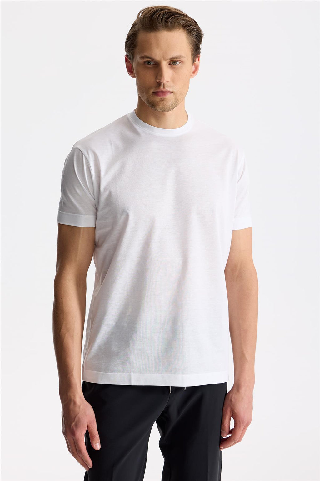 Beyaz Pamuk T-Shirt - Image 5