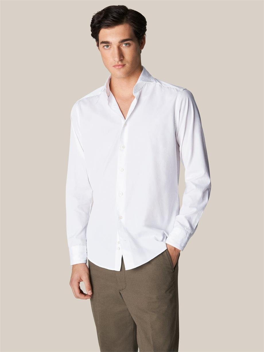 Beyaz Pamuk & Tensel Kumaş Gömlek - Image 1