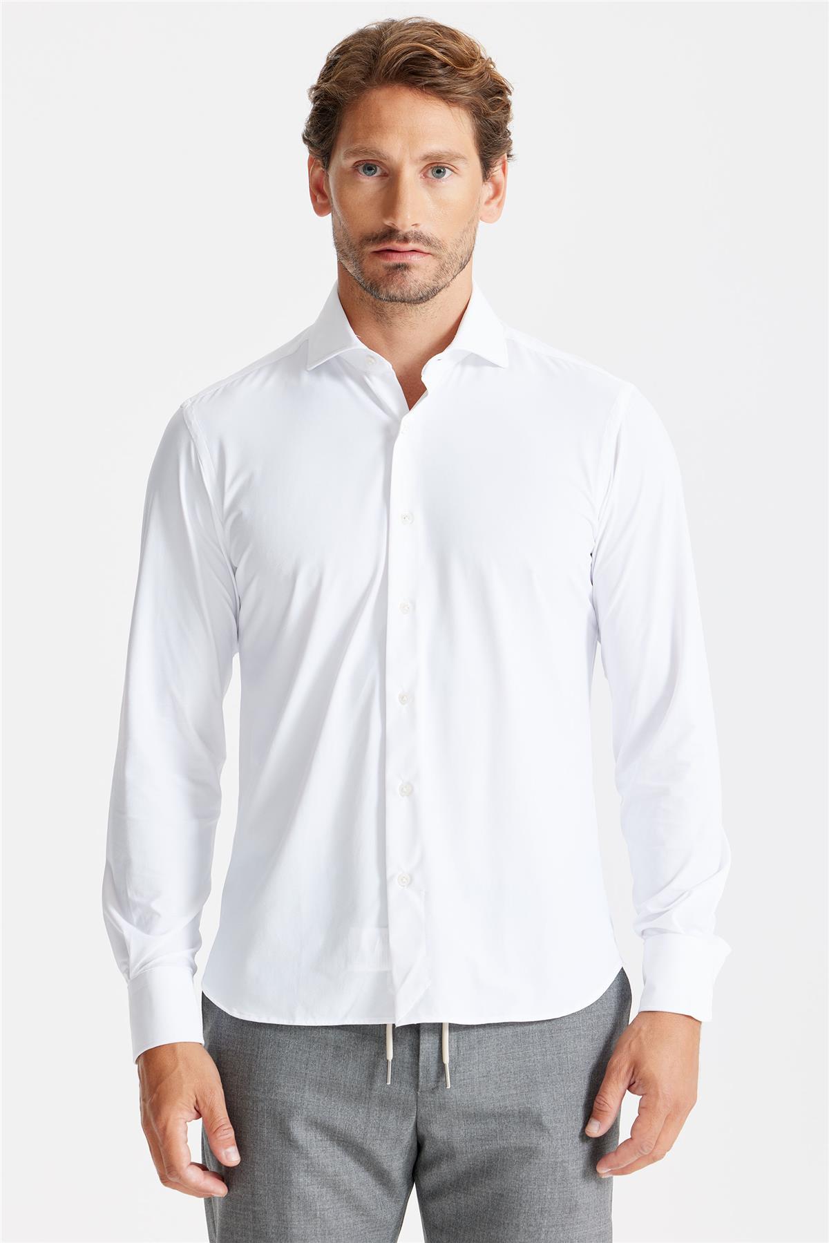 Beyaz Teknik Kumaş Gömlek - Image 1