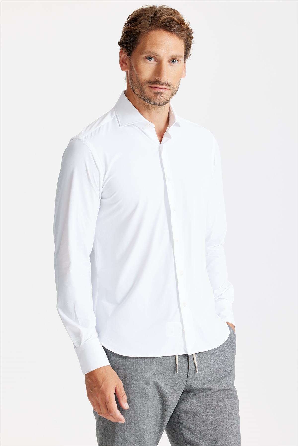 Beyaz Teknik Kumaş Gömlek - Image 4