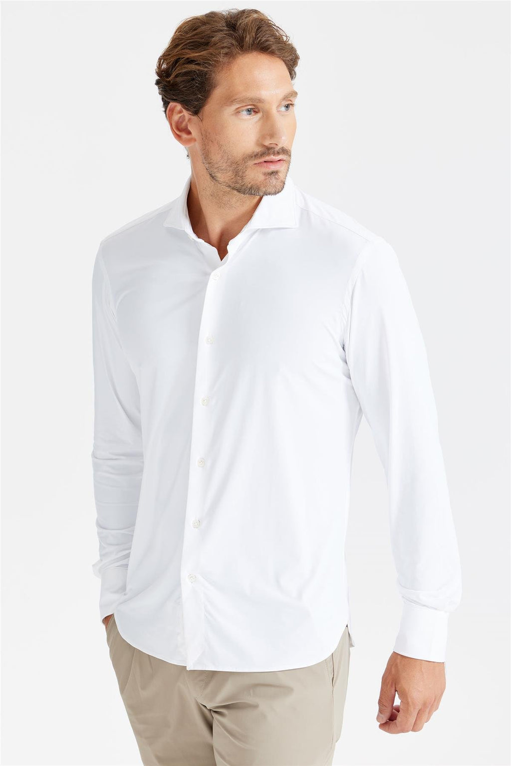 Beyaz Vintage Teknik Kumaş Gömlek - Image 4