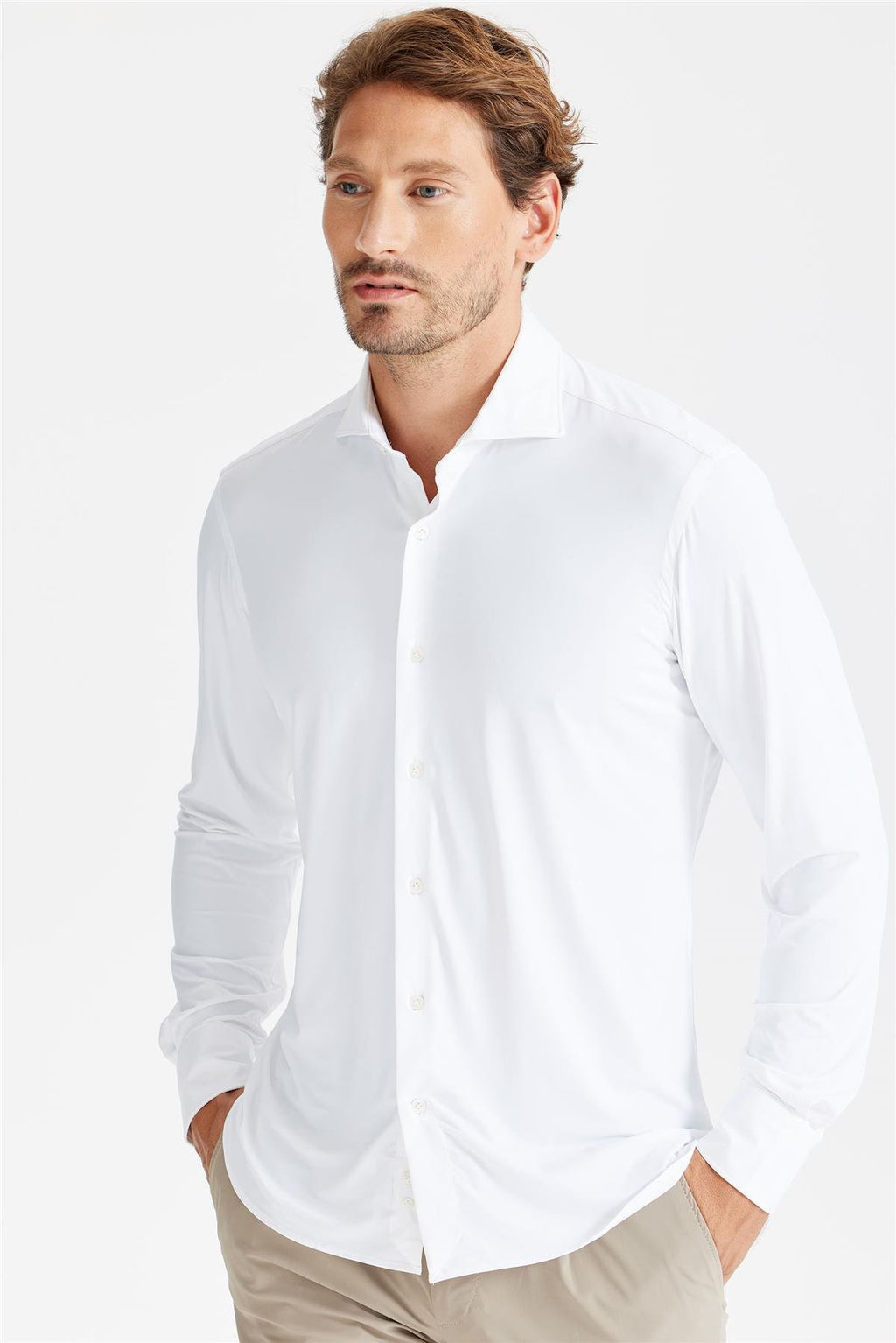 Beyaz Vintage Teknik Kumaş Gömlek - Image 2